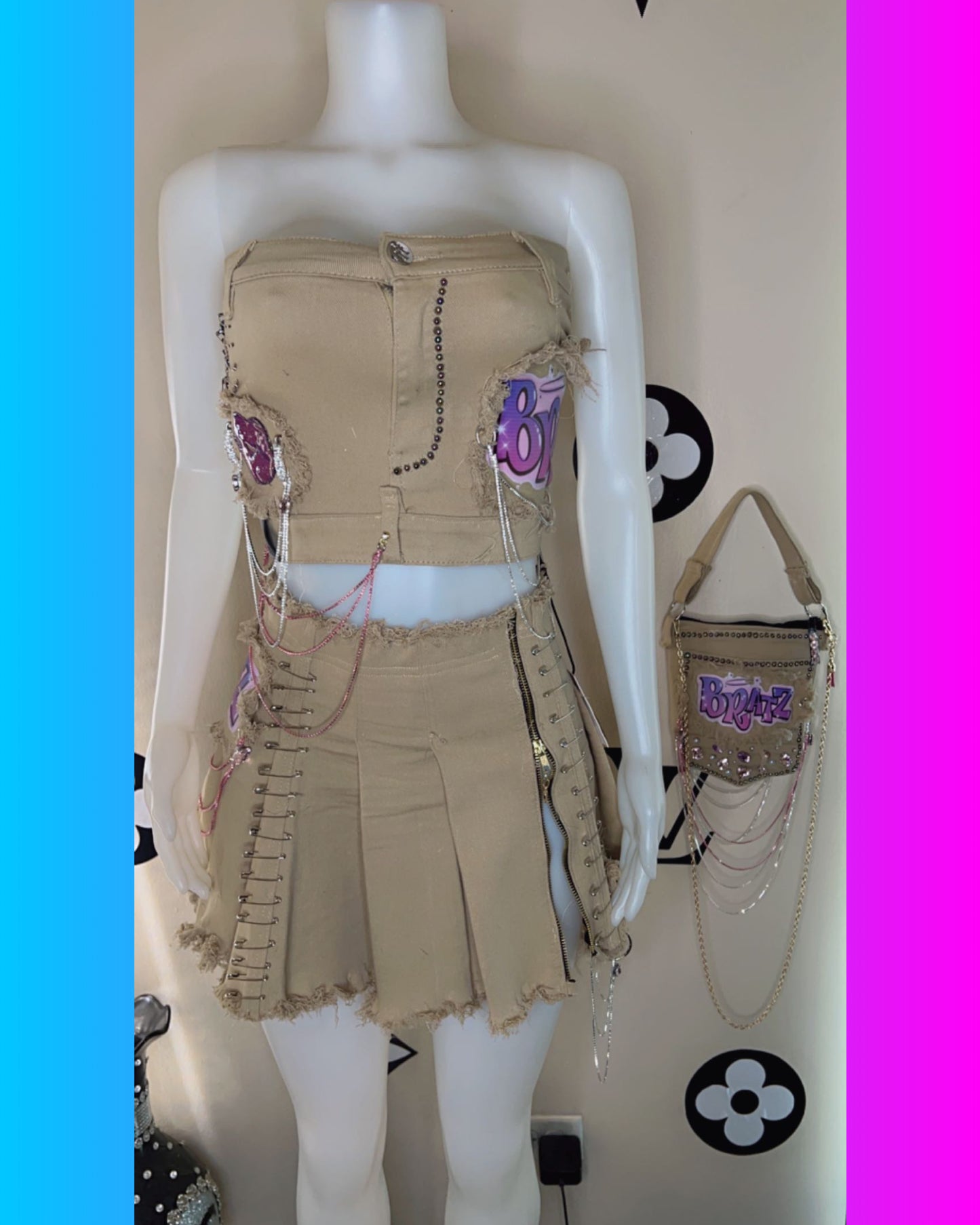 3-piece Bratz skirt set with handbag