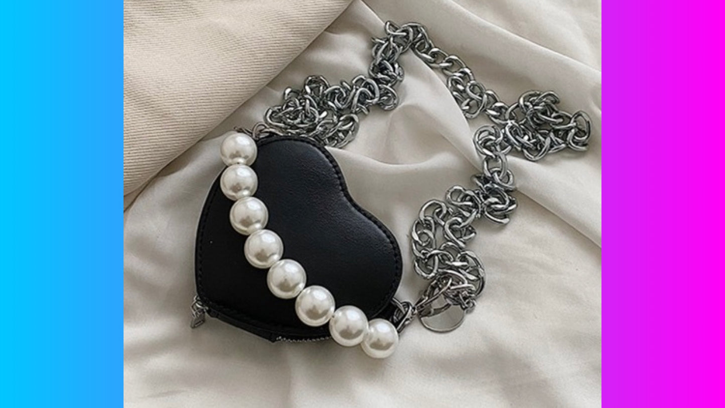 Mini Luxury heart and pearls/shoulder/handbag