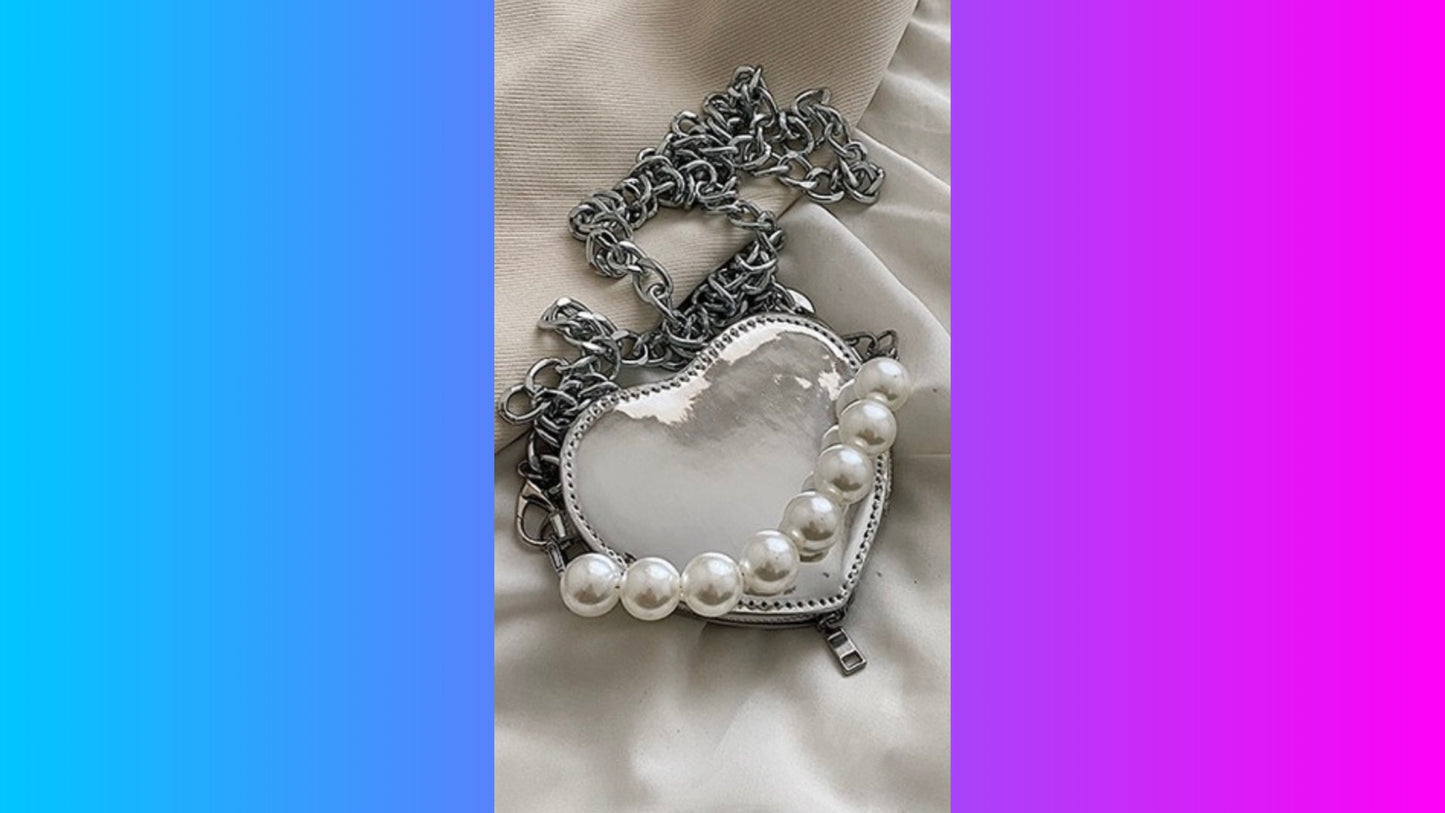 Mini Luxury heart and pearls/shoulder/handbag